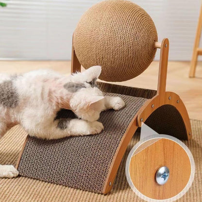 Wobble Ball Cat Scratcher, Cat Scratching Ball On Stand, Interactive Cat Scratcher With Rotating Sisal Ball, Cat Scratcher Board For Indoor,Protects