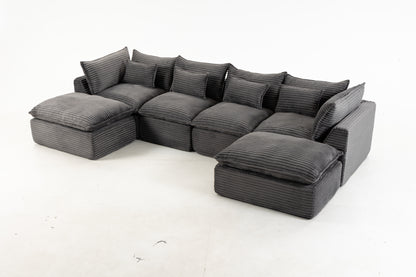 129.8" Width Cloud Couch Oversized Modular Sectional Sofa True Relax