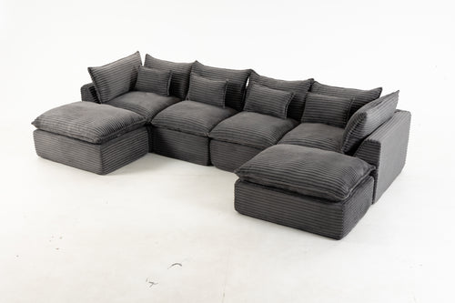 129.8" Width Cloud Couch Oversized Modular Sectional Sofa True Relax