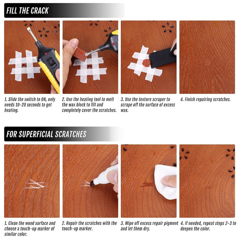Hardwood Floor Repair Kit - 24-piece Laminated Vinyl Wood Floor Furniture Repair Kit With 11 Colors
