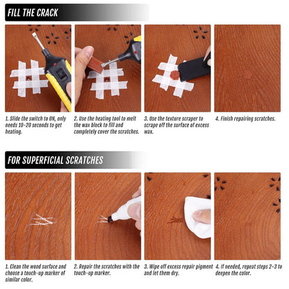 Hardwood Floor Repair Kit - 24-piece Laminated Vinyl Wood Floor Furniture Repair Kit With 11 Colors