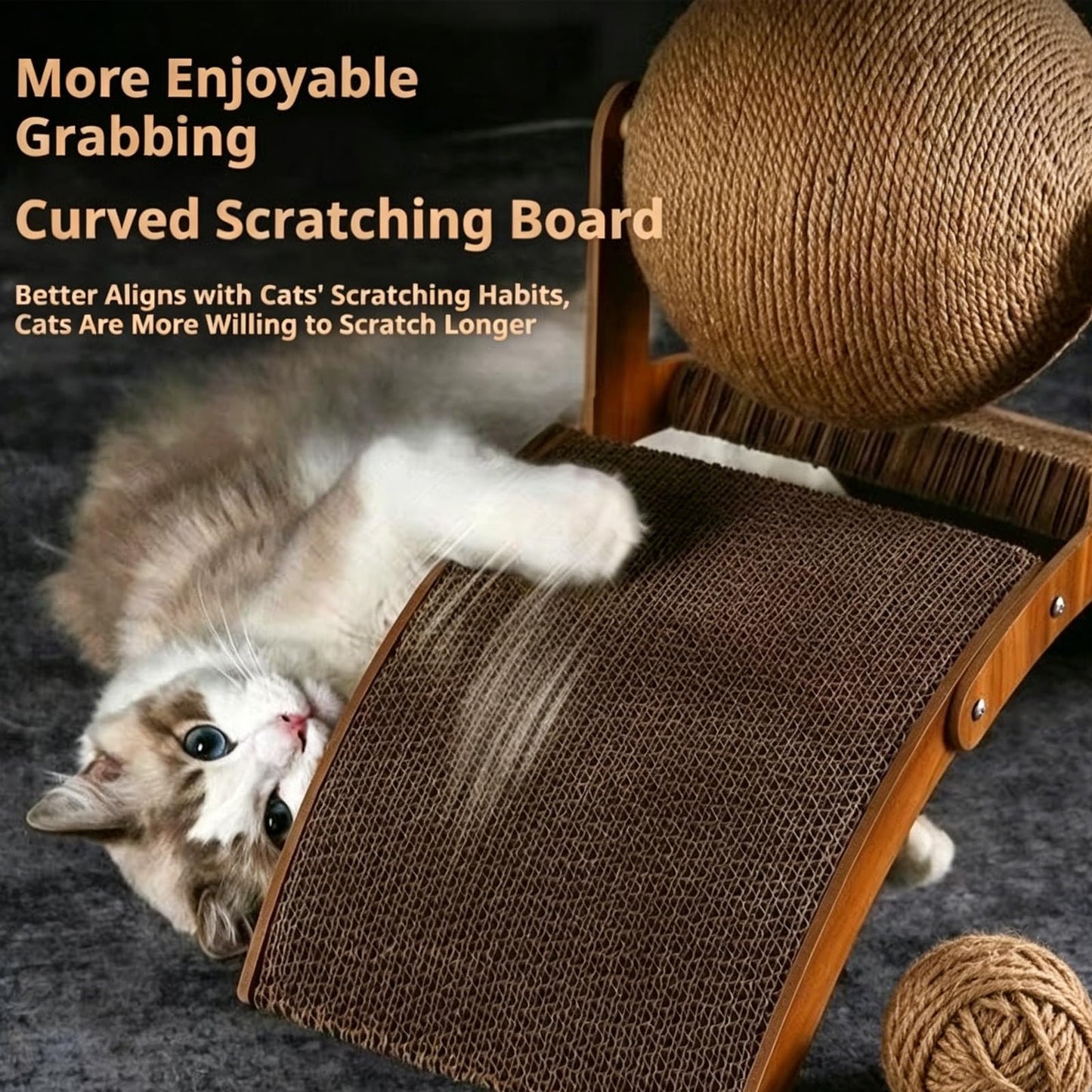 Wobble Ball Cat Scratcher, Cat Scratching Ball On Stand, Interactive Cat Scratcher With Rotating Sisal Ball, Cat Scratcher Board For Indoor,Protects