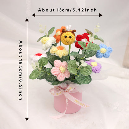 Home Decor - Handmade Crochet Flower Bouquet, Cute Little Bee Dolls