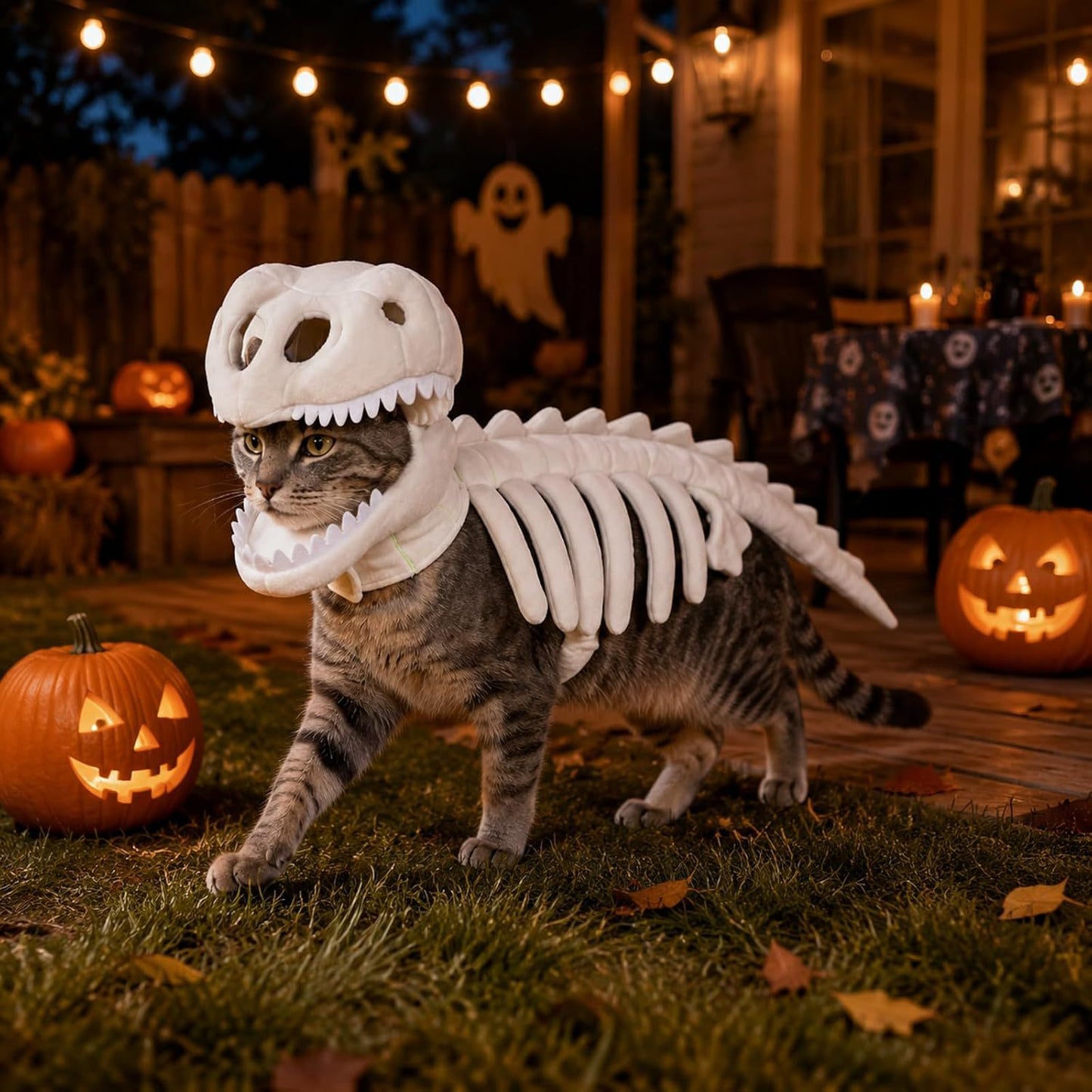 Dog Cat And Pet Dinosaur Skeleton Costume