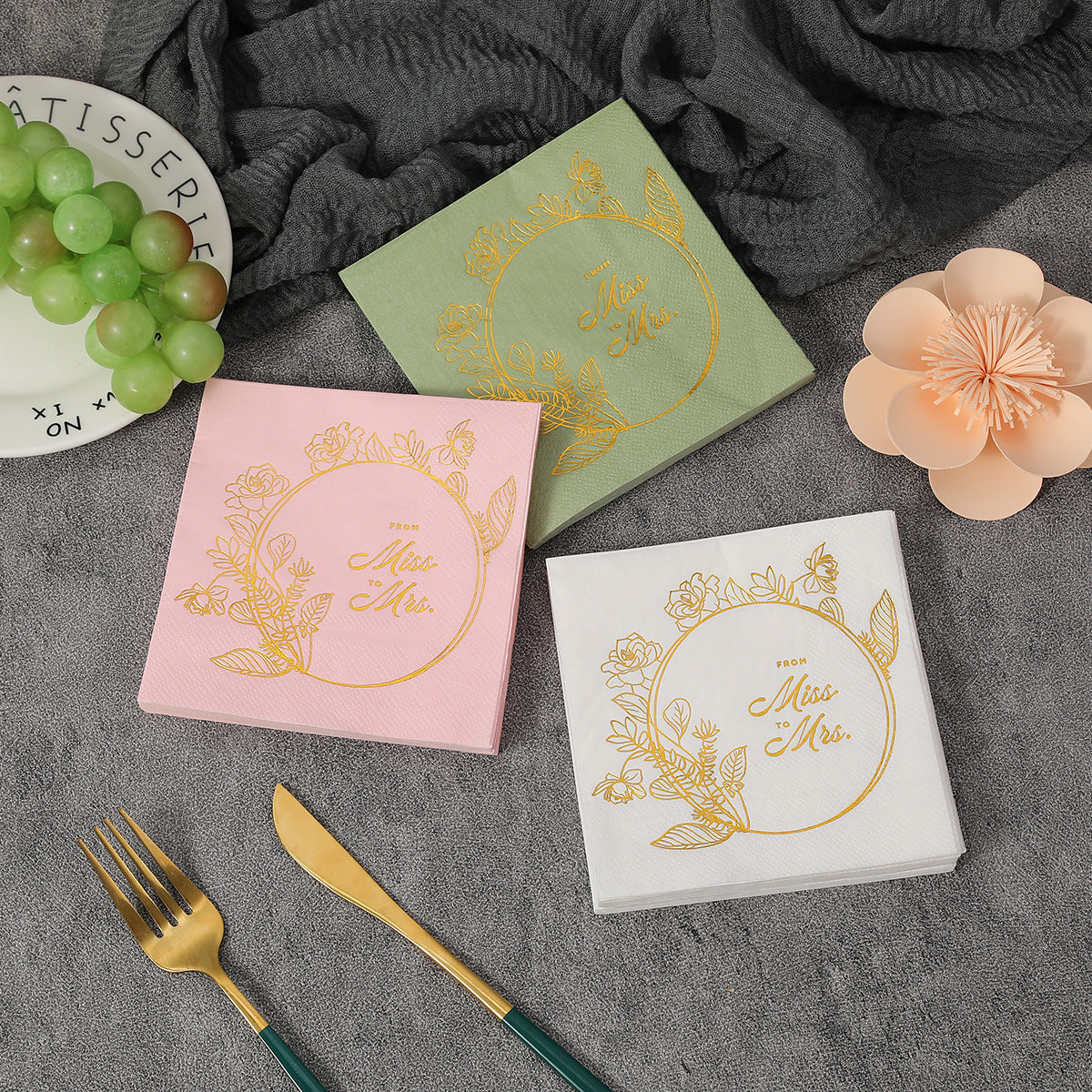 Home Decor - Customized Square Home Napkin Hotel Hot Stamping Napkin