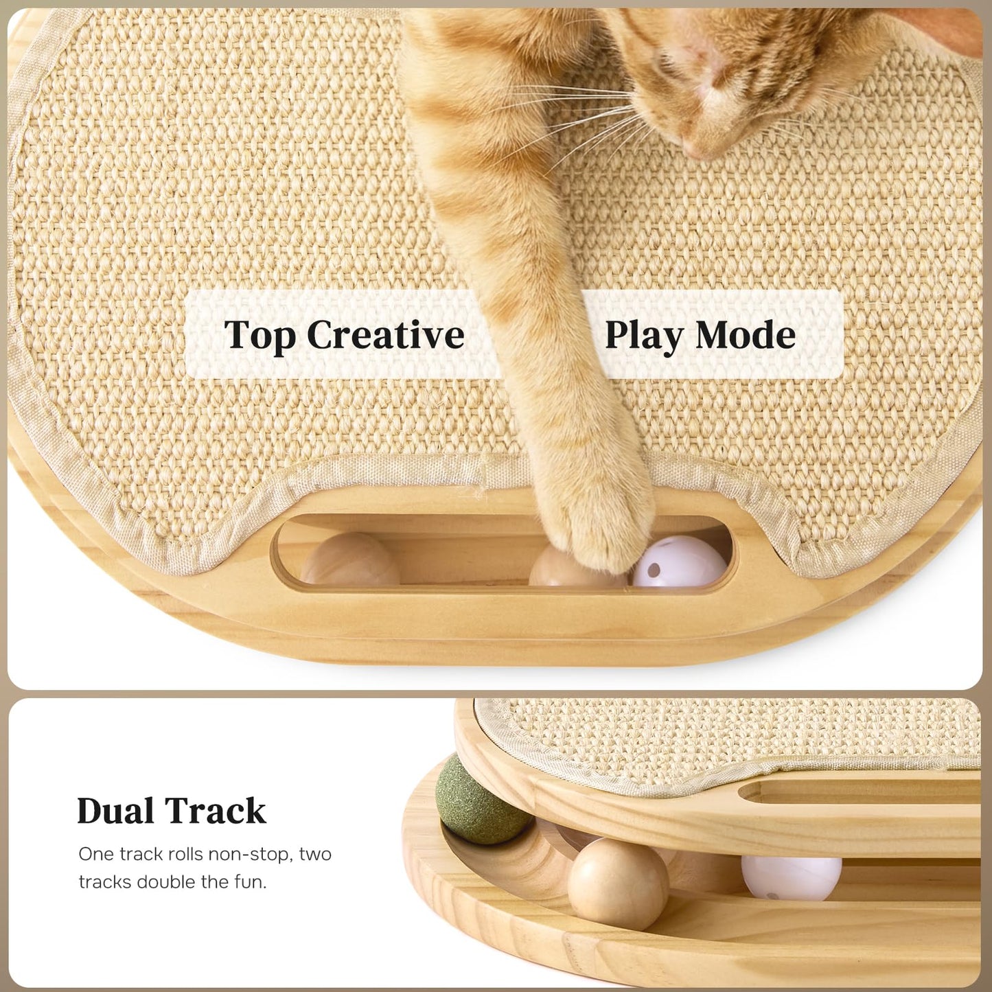 Smart Home Gadget - Cat Scratcher With Ball Track Toy, Sisal Scratch