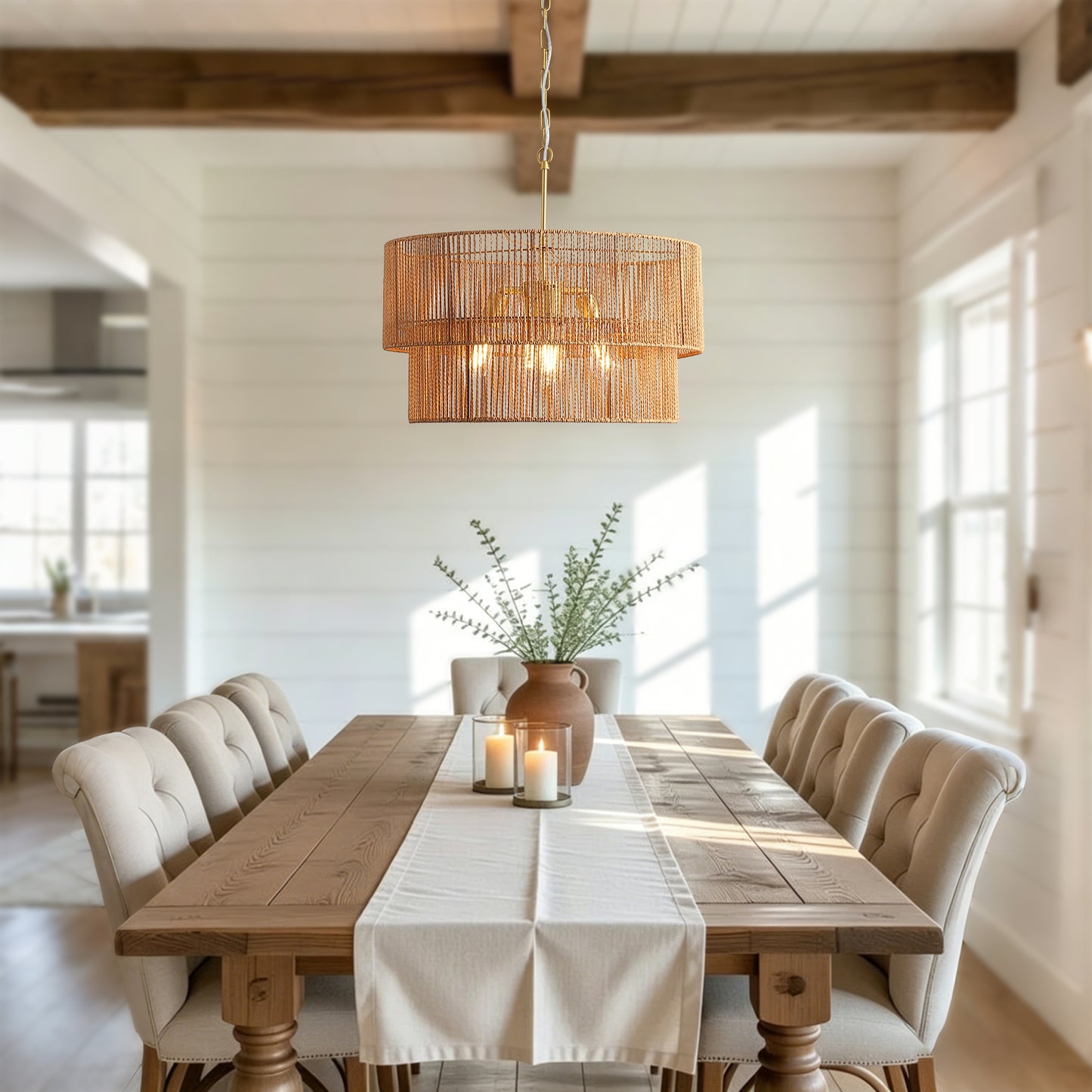 Kitchen Organizer - 23.62in Handwoven Woven Paper Rattan Chandelier