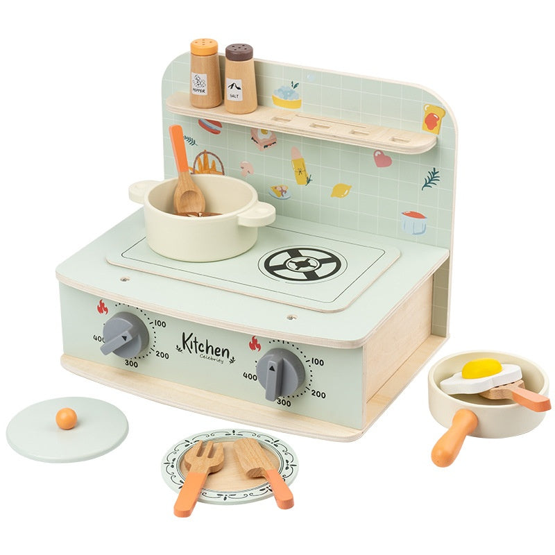 Kitchen Organizer - Wooden Kitchen Playset With Sound Effects