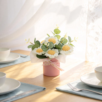 Smart Home Gadget - Handmade Crochet Potted Bouquet, Everlasting Soft