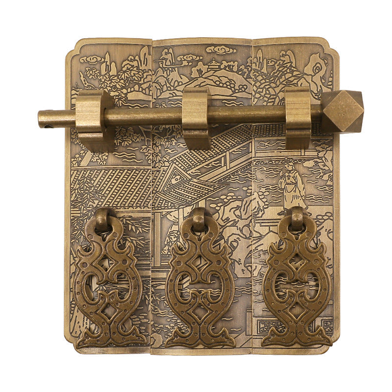 Chinese-style Antique inspired Solid Brass Furniture Hinge Pull Handle